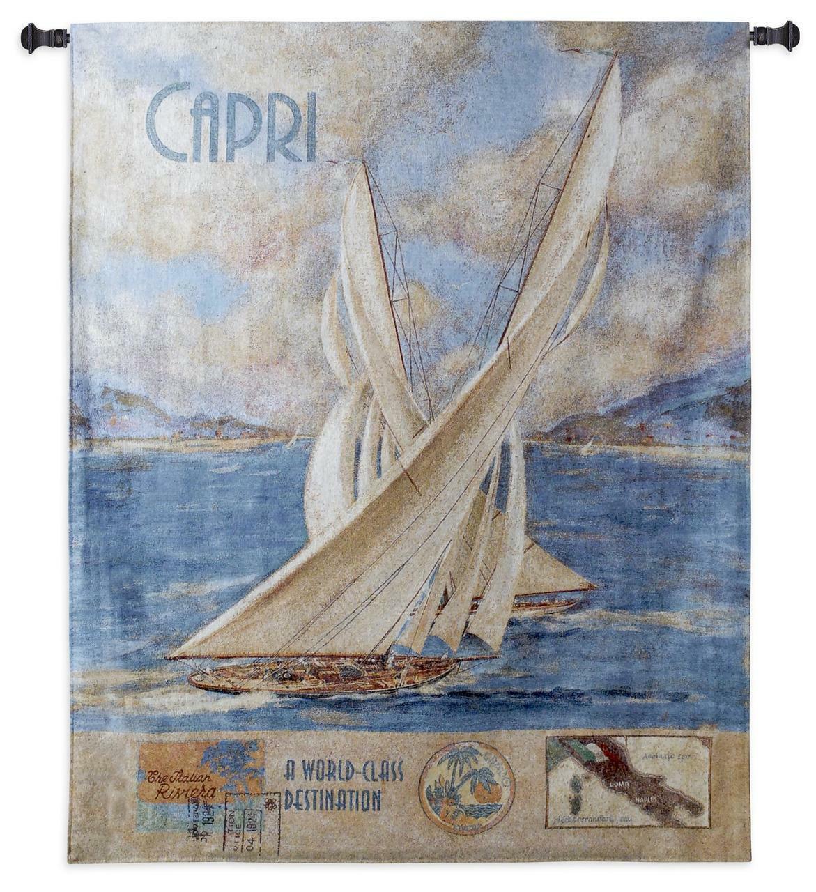 41x52 CAPRI Sailboat Ocean Nautical Tapestry Wall Hanging - $168.30