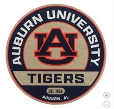 Auburn Tigers Wall Sign Navy Blue Orange Wood Decoration Round College Fan - $56.99