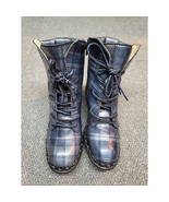 Rovers Boots Womens 38/7.5 Leather Blue Tartan Laced Steampunk Portugal ... - $124.71