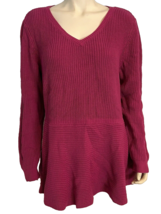 Girl With Curves Women&#39;s Rib Knit Sweater with Peplum Magenta XL - €12,20 EUR