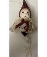 Vintage Venetian Mardi Gras Harlequin Ornament Porcelain Doll Head - $207.29 MXN