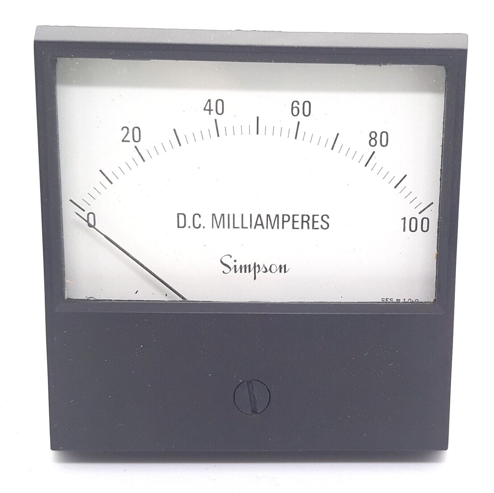 Simpson Panel Meter Model 2123  0-100 DC Milliamperes Cat# 17518 - $69.99