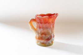 Kanawha Mini Creamer Thumb Print Slag Glass Marbled Red/Yellow - $12.99
