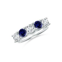 Angara Lab-Grown 1.56 Ct Half Eternity 5-Stone Diamond &amp; Sapphire Ring i... - £695.22 GBP