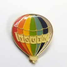 Rainbow Hot Air Balloon Youth Gold tone Enamel Lapel Pin Blue Green Red... - £7.56 GBP