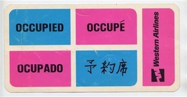 Western Airlines Seat Occupied Occupe Ocupado Card in 4 Languages - £14.19 GBP
