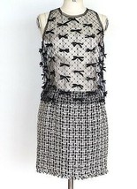 Chanel 2010 Runway Fall Winter Black White Tweed Silk Bow Tie Dress Size 38 - £1,592.95 GBP