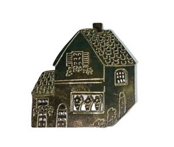 925 Sterling Silver - Vintage Dark Tone Etched House Motif Brooch Pin Home image 1