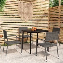 Garden Dining Set Grey PE Rattan, Steel, Glass 5-Piece Stackable - $7,970.21 MXN