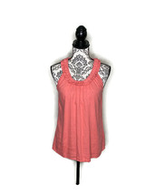 Silkland Size Small Sleeveless Top Linen Blend Pink Ruffle Trim - £16.95 GBP