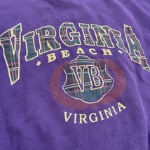 Vintage Virginia Beach 1990s Sweatshirt Purple Size Large Tartan Mad In USA - £18.13 GBP