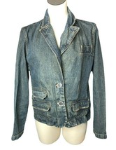 Duck Head Jeanswear Denim Blue Jean Jacket Distressed Womens XL Pockets Buttons - £18.83 GBP
