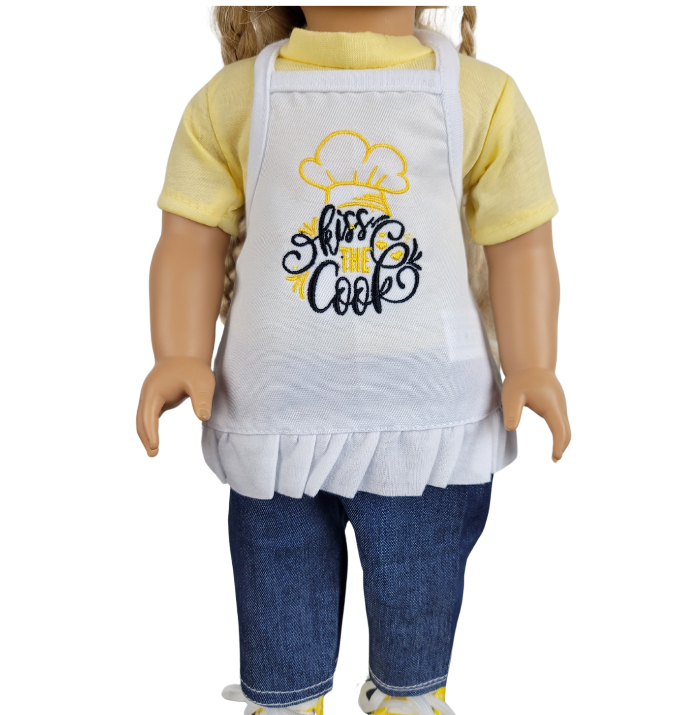 Doll Clothes Apron Outfit Kitchen Chef Kiss the Cook Gift fits 18" American Girl - $16.81