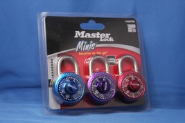 Master Lock Minis Set of Three Locks Purple, Blue, and Red Combination L... - $11.64
