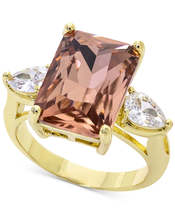 Charter Club Emerald Cut Crystal Ring in Plate Gold, Size 11 - £13.42 GBP