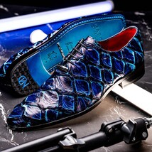 Marco Di Milano Genuine Pirarucu Exotic Lace-Up Shoes Olivieri Royal Blue image 9