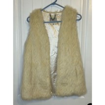 BB Dakota Long Faux Fur Ivory Vest Slit Pockets Size Small Hippie Boho C... - $31.67