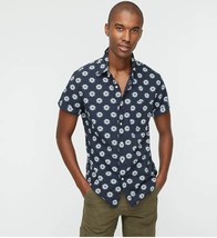 New J Crew Men Navy Floral Short Sleeve Stretch Pocket Organic Cotton Sh... - £23.34 GBP