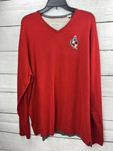 Tommy Bahama Sweater  X-Large Red V Neck Cotton Cashmere Pullover Knight Logo - £15.69 GBP