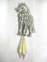 Full Body WOLF Standing with a Large Facet Clear Crystal Pendant or Orna... - $70.08 CAD