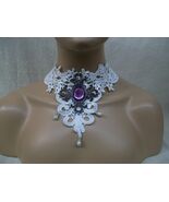 Ivory Lace Necklace Choker Collar Victorian Steampunk Nice Good Witch Sn... - €10,92 EUR