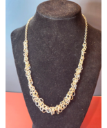 Avon Silver-Tone Choker Necklace  9” HS Tag Textured Loop Chain Cluster - $131.53 MXN