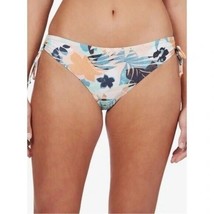 Roxy Beach Classics Bikini Bottoms Full Coverage Tie Sides Floral White Blue S - £11.39 GBP