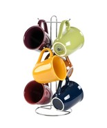 Everyday Contempo Hues Assorted Ceramic 15-Ounce Mug Set with Rack, Set ... - $659.54 MXN