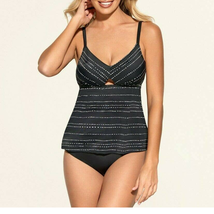 Dreamsuit Miracle Brands Black Tankini Swim Top Dot Keyhole Slimming Con... - $28.71