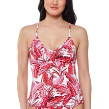 $68 Jessica Simpson Palm Print Tankini Top Pink Size Small - £20.78 GBP