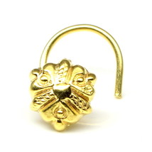 Indian nose Stud Gold plated nose ring Twisted piercing ring l bend - £7.90 GBP