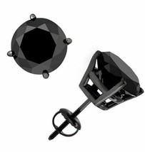 14k Black Gold 3ct TDW Black Enhanced Diamond Stud Earrings Basket Screw Backs - £317.82 GBP