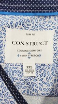 Con.Struct 18-18.5/34-35 2XL White Blue Performance Slim Stretch Dress Shirt 51&quot; - £22.15 GBP