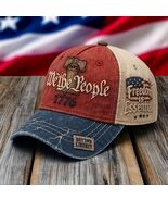 Red And Beige Fabric Baseball Cap Featuring "We The People" Embroidery, ... - $21.33