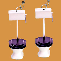 Funky Bathroom TOILET EARRINGS Funny Plumber Theme Gag Fun Novelty Charm Jewelry - $10.75