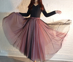 Black Pink Long Tulle Skirt Outfit Women Custom Plus Size Fluffy Tulle Skirt image 2