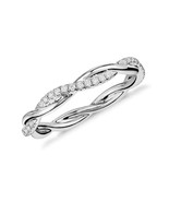 Womens Round Moissanite Anniversary Wedding Twisted Band, Delicate 14K W... - $311.00