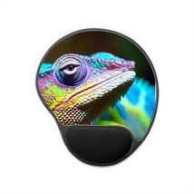 Colorful Iguana Reptile Art Print Mouse Pad w/ Wrist Rest Ergonomic Memory Foam - £23.72 GBP
