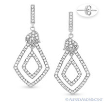 Cubic Zirconia CZ Crystal Pave Dangling Eggplant Earrings .925 Sterling Silver - £45.00 GBP