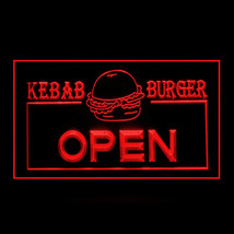 110059B OPEN Kebab Burger Fast Food Cheese Beef Chips Turkish Mac LED Light Sign - £17.57 GBP