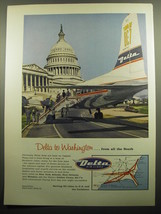 1957 Delta Air Lines Ad - Delta to Washington from all the south - £14.65 GBP