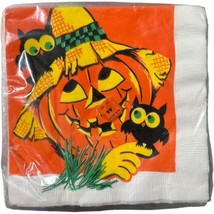 Vintage Halloween Paper Napkins Halloween Jack O&#39;Lantern Owl Tuttle Press - £11.19 GBP