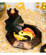 Feng Shui Padma Lotus Basin Yin Yang Koi Fishes Backflow Incense Cone Bu... - $40.73 CAD