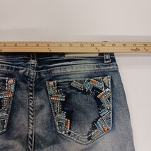 Grace In LA Womens Stretch Blue Denim Embellished Capri Cropped Jeans 29 (30×22) image 12