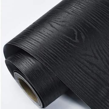 17.7&quot;X118&quot; Black Wallpaper Wood Peel and Stick Wood Contact Paper Black Wallpape - £7.47 GBP