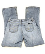 Seven 7 Flare Women Size 8 Jeans Blue Premium Denim Stretch Floral Bling... - £13.22 GBP