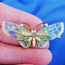 Earth mined Diamond Sapphire Deco Plique a Jour Enamel Brooch Filigree 18k Gold - $24,472.15 CAD
