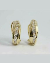 1.75Ct Simulated Diamond Drop Omega Back Earrings 14k Yellow Gold Plated - £76.39 GBP