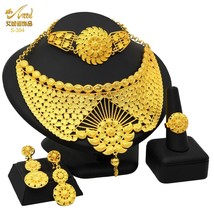 Indian 24K Gold Plated Necklace Set Nigerian Bridal Wedding Collection Set Afric - $35.55