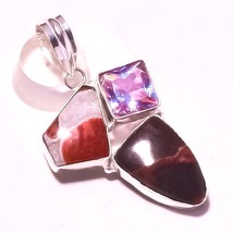 Crazy Lace Agate Faceted Kunzite Gemstone Pendant Jewelry 2.20&quot; SA 1171 - £4.77 GBP